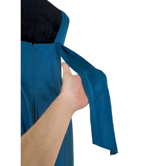 Rachel Zoe Draped Turquoise On Shoulder Kareen Gown Sz 8 - Picture 12 of 12